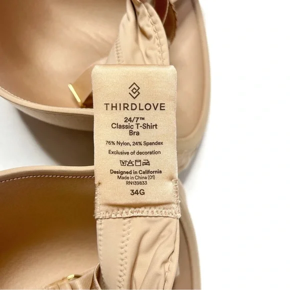 ThirdLove Bra 24/7 Classic T-Shirt Bra Women’s 34G Nude - Picture 2 of 4